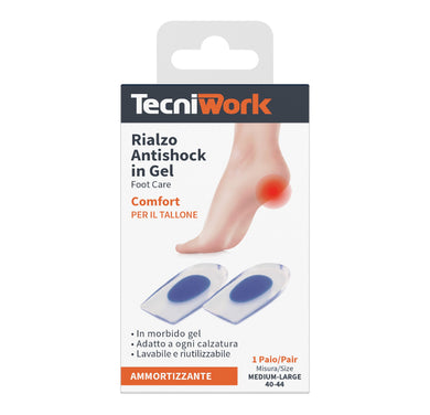 Almofada de gel antiderrapante para calcanhar antichoque tamanho médio/grande 1 par