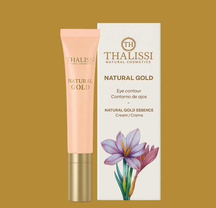 Olhos Natural Gold Essence Gel Creme contorno de olhos Açafrão e Argão 15ml