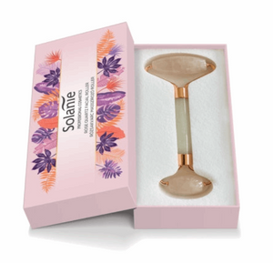 Rolo massagem facial de quartzo rosa
